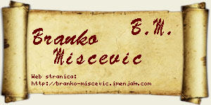 Branko Miščević vizit kartica